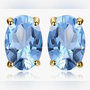 Gorgeous Neiman Marcus 18KT Gold Vermeil Oval Topaz Stud Earrings